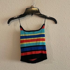 Rainbow ribbed halter tie neck